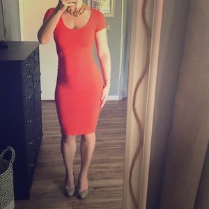 Asos orange bodycon midi